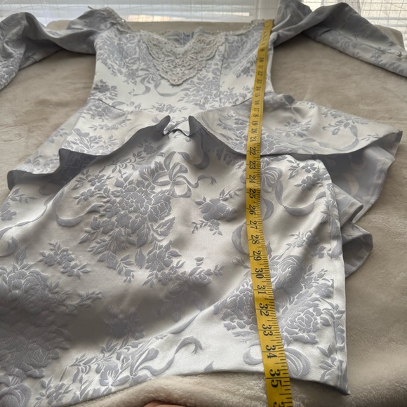 Vintage 80s Scott McClintock Jacquard Ice Blue Victorian Peplum Dress Sz 6 - Picture 8 of 8